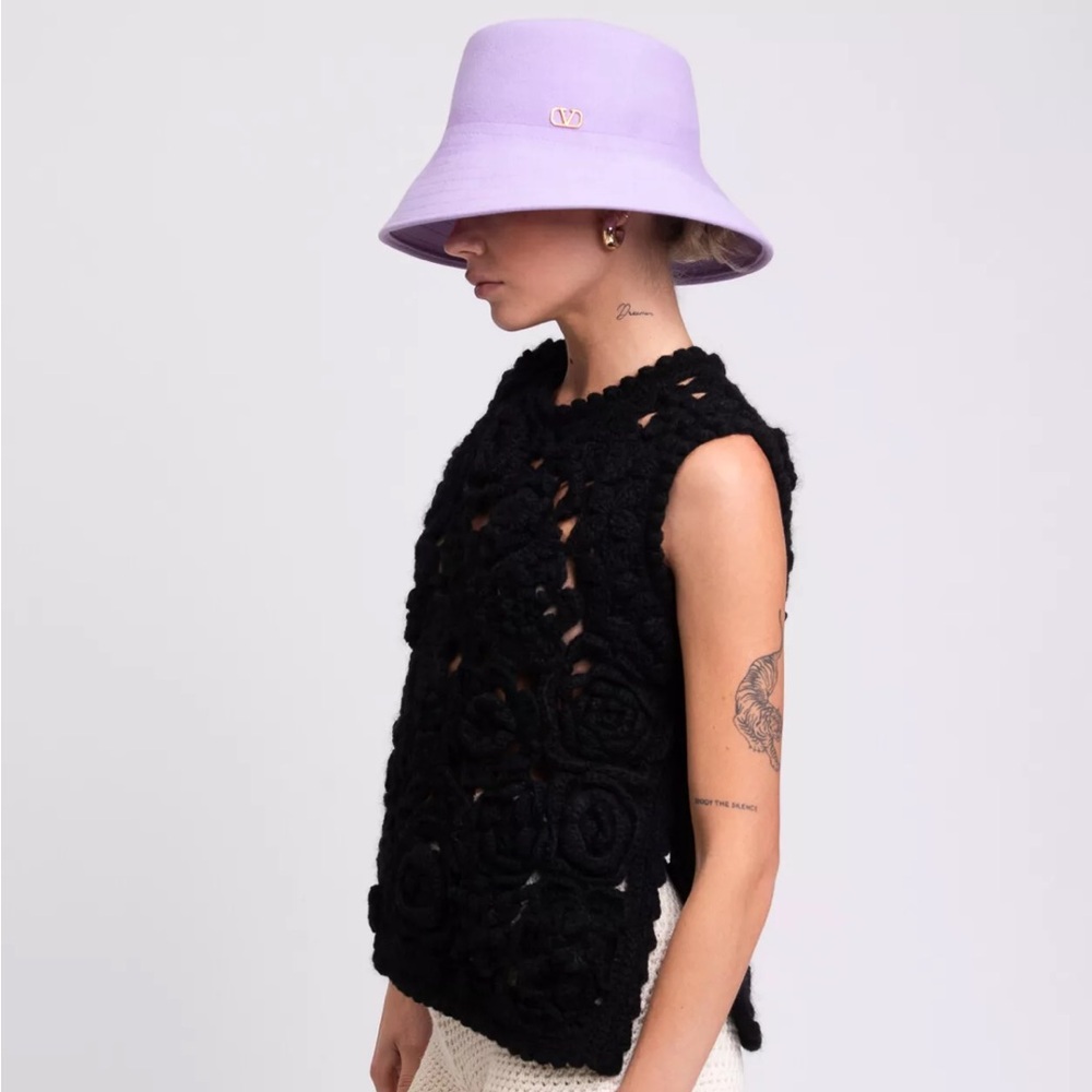 RRP €650 VALENTINO GARAVANI Rabbit Felt Bucket Hat Size M / 57 Logo Sweatband